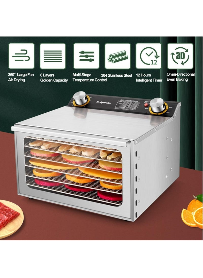 جوي لينك ماكينة تجفيف الطعام، 6 صواني من الفولاذ المقاوم للصدأ مجفف مجفف مجفف مع مؤقت 12 ساعة ومؤقت 95 درجة فهرنهايت - 194 درجة فهرنهايت للتحكم في درجة الحرارة للحوم البقر المتشنجة واللحوم والفواكه والأعشاب والخضروات ومجفف حلوى الحيوانات الأليفة - Image 2