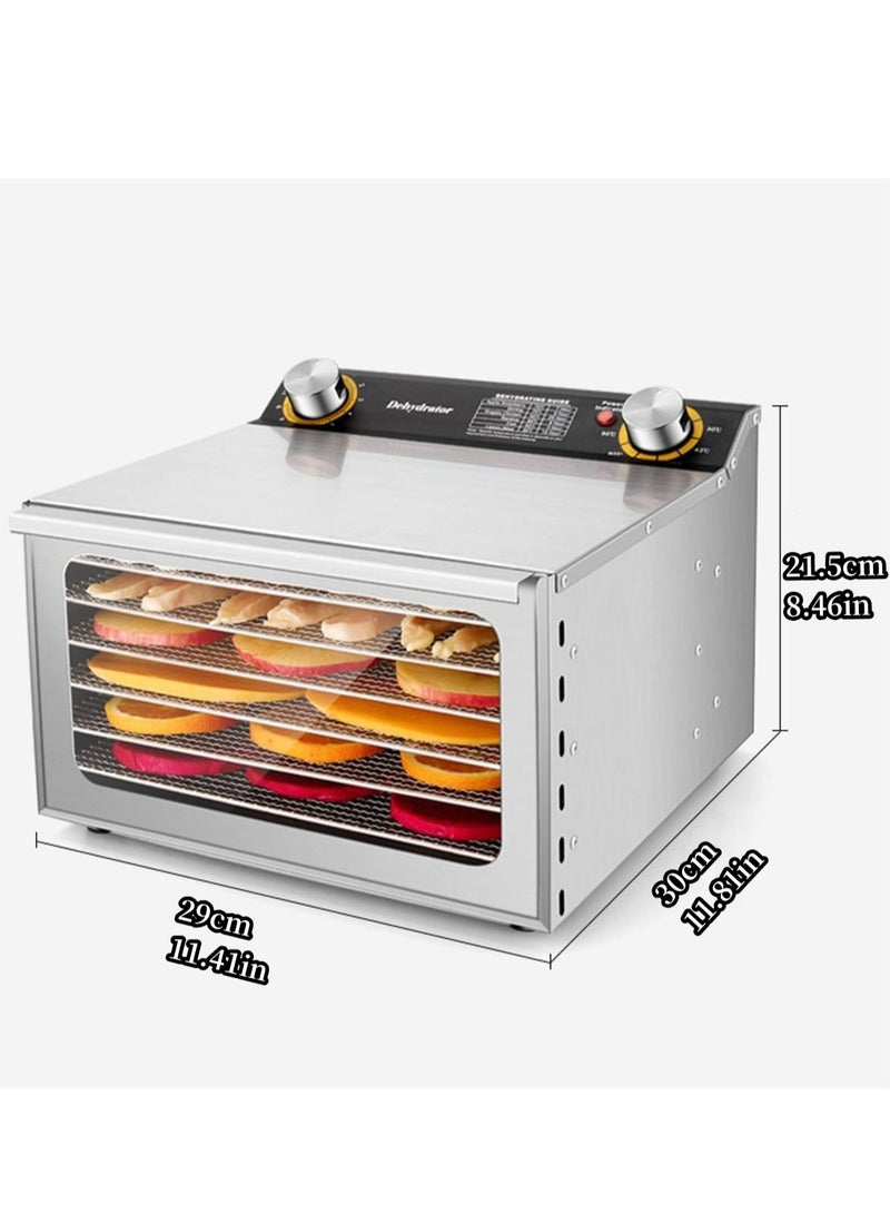 جوي لينك ماكينة تجفيف الطعام، 6 صواني من الفولاذ المقاوم للصدأ مجفف مجفف مجفف مع مؤقت 12 ساعة ومؤقت 95 درجة فهرنهايت - 194 درجة فهرنهايت للتحكم في درجة الحرارة للحوم البقر المتشنجة واللحوم والفواكه والأعشاب والخضروات ومجفف حلوى الحيوانات الأليفة - Image 5