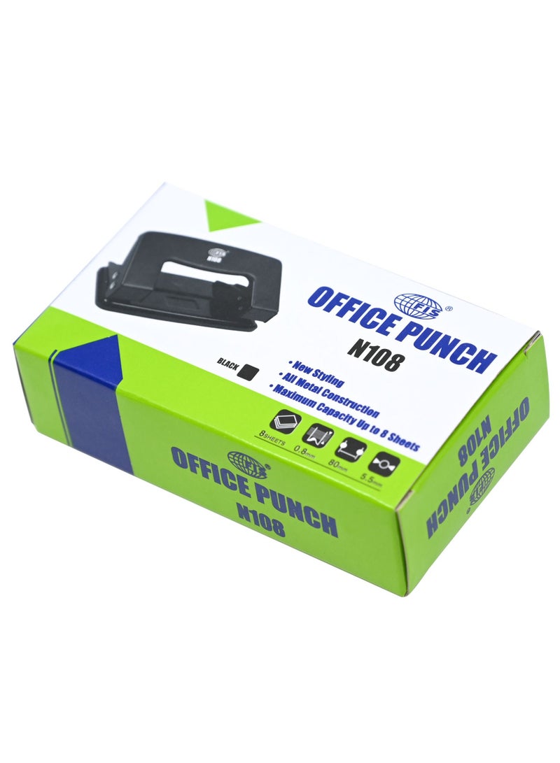 FIS  2-Holes Metal Punch 8 Sheets 0.8 mm, 8 cm apart hole size 5.5 mm, mini  Size, Black -FSPUN108BK - Image 5