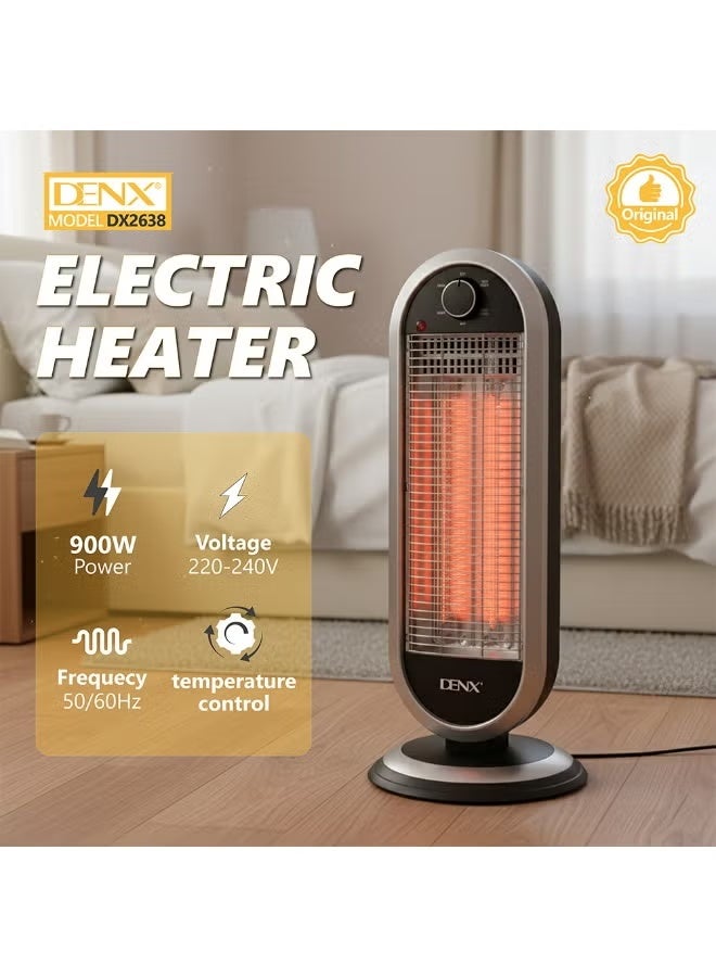 Denx 900W Portable Electric Heater with Temperature Control and Overheat Protection – Safe and Practical Design DX2638 - Image 2