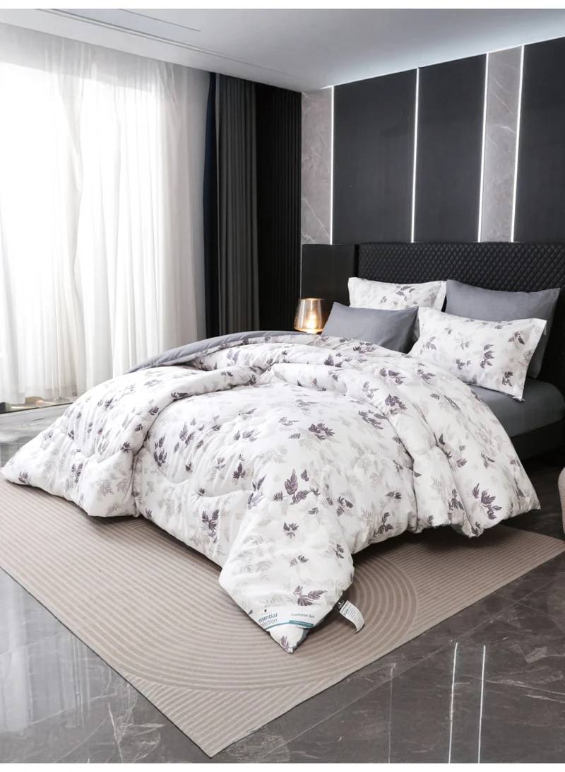 Donetella 6-Pcs Printed King Comforter Set | Fits 200x200 cm Size Bed | Soft Brushed Microfiber | Reversible Printed Comforter | 350 GSM Down Alternative Fill