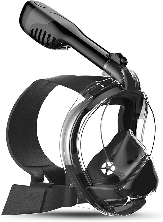 Olpad Snorkel Mask - Original Full Face Snorkeling and Diving Mask with 180° Panoramic Viewing - Longer Ventilation Pipe, Watertight, Anti Fog & Anti Leak Technology, for Adults & Kids (Black [S/M]) - Image 2