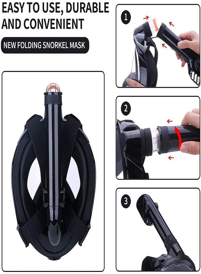 Olpad Snorkel Mask - Original Full Face Snorkeling and Diving Mask with 180° Panoramic Viewing - Longer Ventilation Pipe, Watertight, Anti Fog & Anti Leak Technology, for Adults & Kids (Black [S/M]) - Image 5