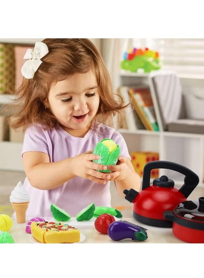 Kids Kitchen Playset,Pretend Play Kitchen Toys with Music Effect，54-Piece Toddler Kitchen Playset with Cookware Pots and Pans,Realistic Mini Simulation Kitchen with Toy Food Cookware Accessories,Chef Pretend Play Set for Boys and Girls 3+ Years Old,Safe  Educational Cooking Toy for Imaginative Role Play - Image 5