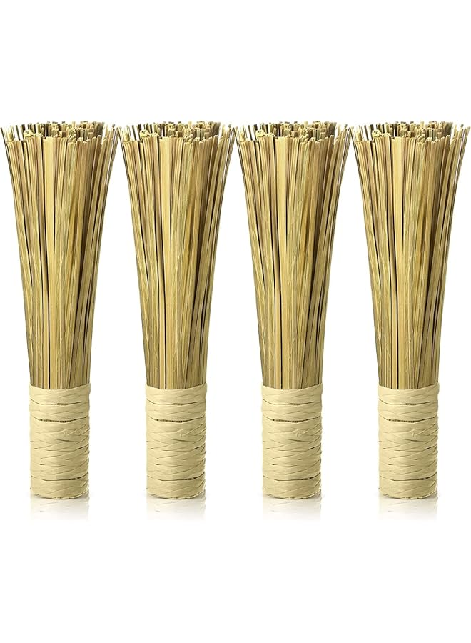 promass Wok Brush 12 Inches, Bamboo Scrub Brush, Cleaning Whisk, Kitchen Cleaning Brushes, Bamboo Pot Scraper Scrubber, Dish Pan Brush for Cooking Skillet Grill Utensils Scrubbing Cleaning 4 Pack - Image 1