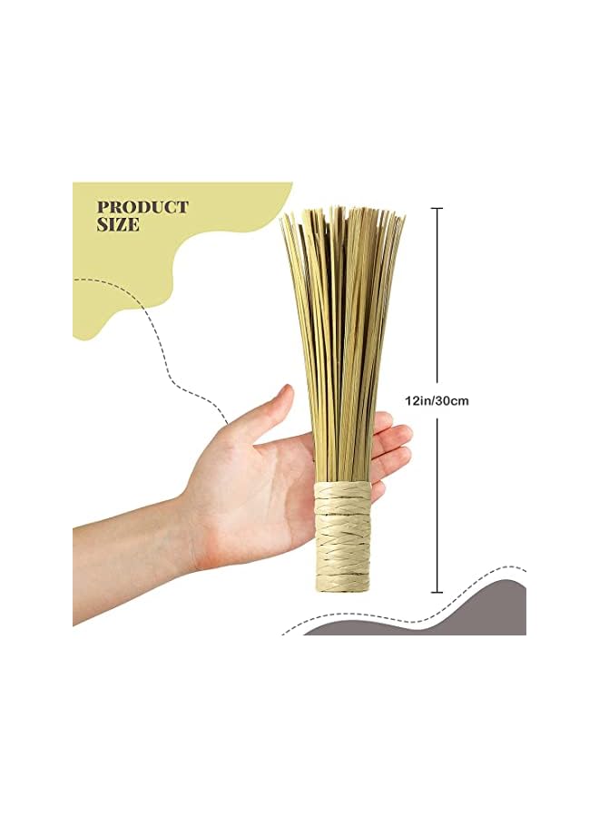 promass Wok Brush 12 Inches, Bamboo Scrub Brush, Cleaning Whisk, Kitchen Cleaning Brushes, Bamboo Pot Scraper Scrubber, Dish Pan Brush for Cooking Skillet Grill Utensils Scrubbing Cleaning 4 Pack - Image 2