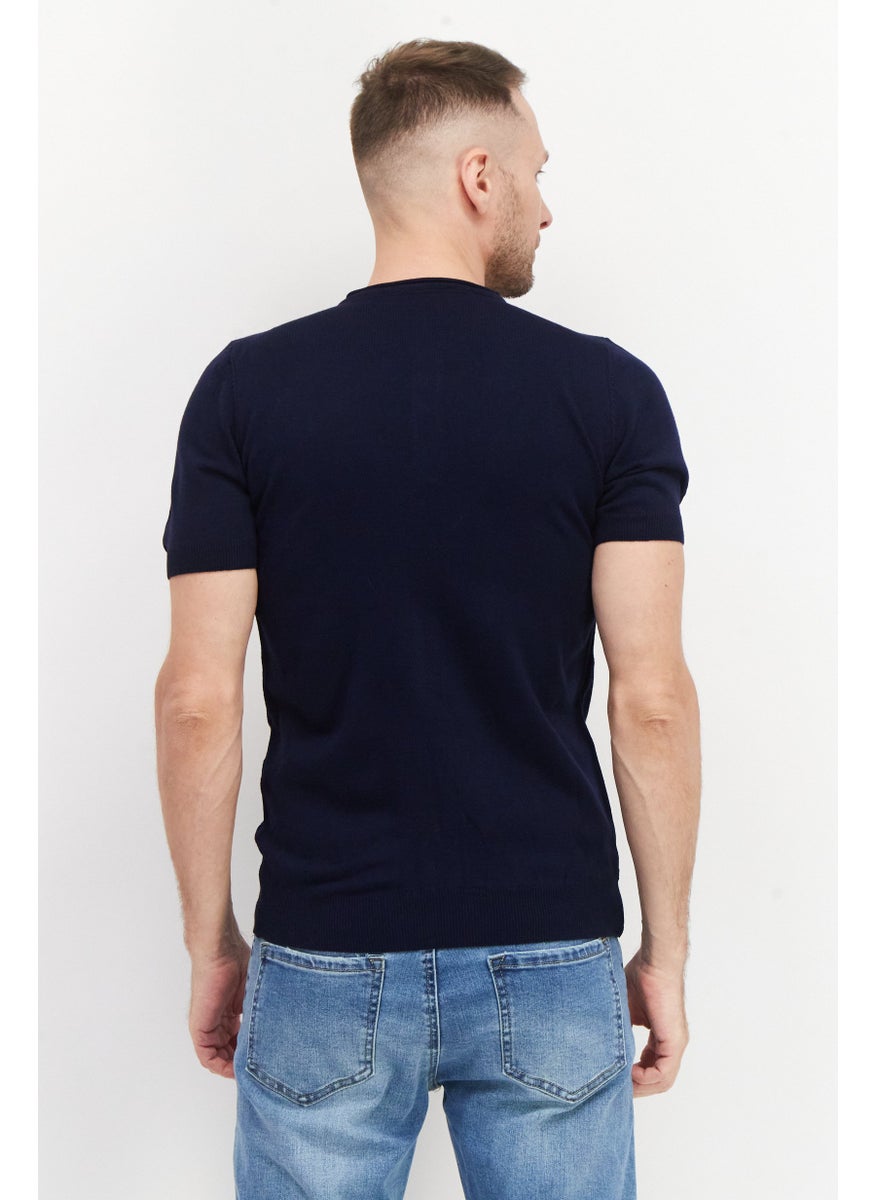 Men Crew Neck Short Sleeves Textured T-Shirt, Navy - pzsku/Z3712F33C6FDFADE9FB9DZ/45/_/1737727914/cadb742a-a93f-48f6-9c9b-0403f55775e6