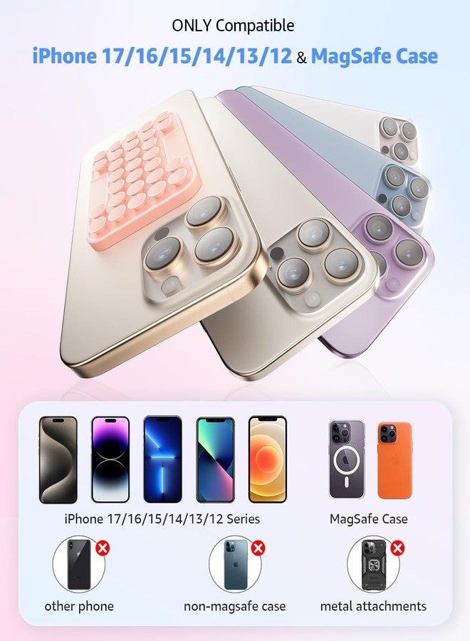 SUPERONE Magnetic Suction Phone Mount for Magnetic Case Silicone Octo Cup Buddy Sticky Phone Grip Holder for iPhone 17/16/15/14/13 Series, Removable Hands-Free Selfie/Video for TikTok & Instagram-Pink - Image 2