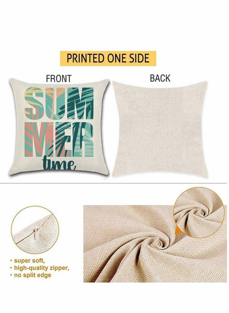 Captaintech Green Cushion Covers Leaf, Outdoor Waterproof Set of 4, Tropical Plant Square Linen Throw Pillow Cover, Suitable for Sofa Garden, Terrace, Home Decorative (18 x 18 inch) - Image 5