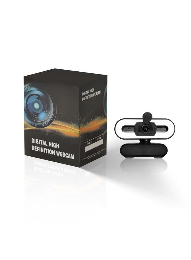 4K Webcam, 1080P 4K Full HD Webcam with Ring Fill Light Laptop Computer Live Video Streaming Webcam with Microphone Rotating Camera HD Streaming Webcam - Image 1