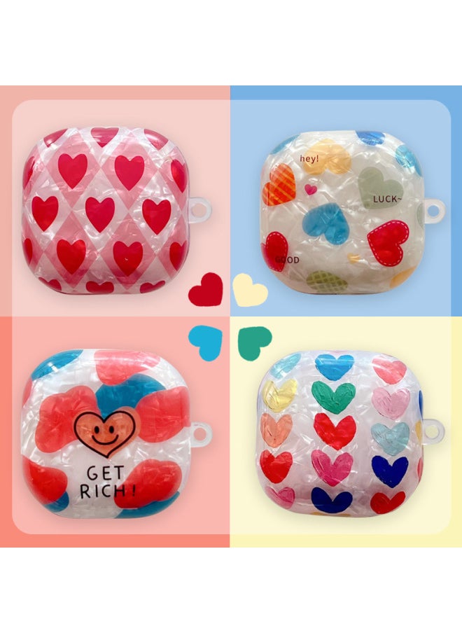For SamsungBuds2 Pro Live FE Bluetooth Headset Protective Cover Floral Shell Stone Pattern Soft Case Solid Color-Color:Shell Pattern Soft Shell-get Rich (with Hook)-Model:For SamsungBuds2/buds2 Pro/buds Live/buds Pro/buds FE Headphone Case