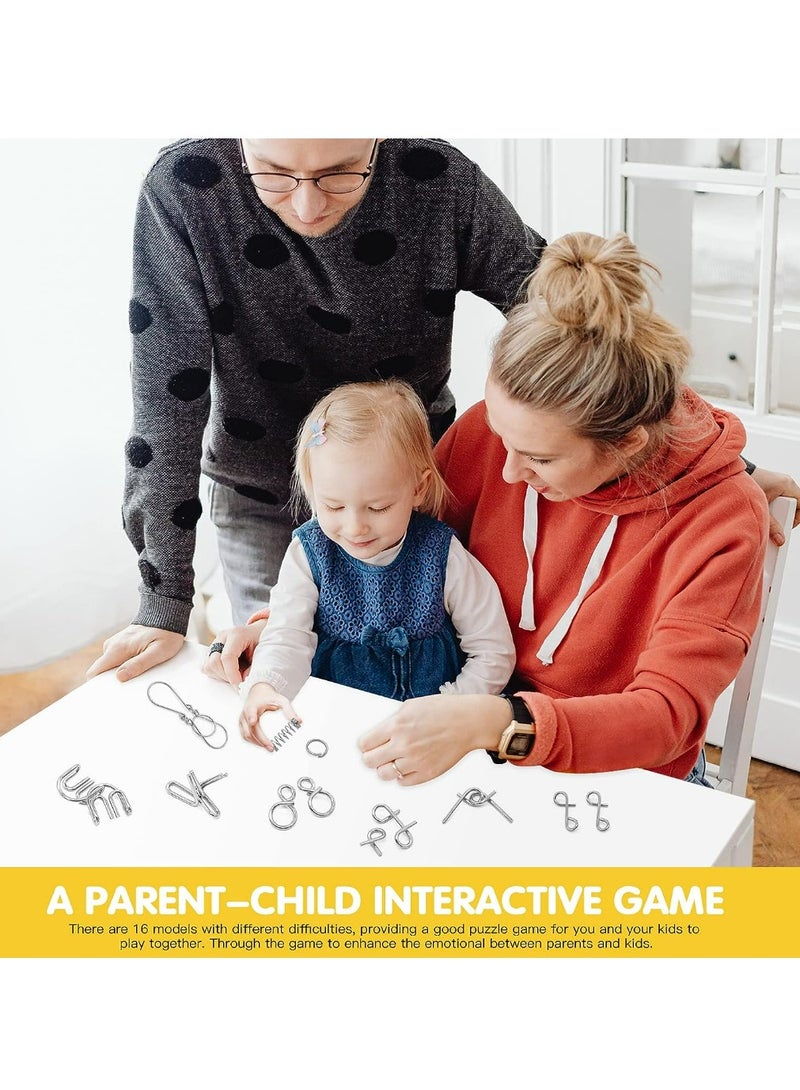 مجموعة من 16 لعبة اختبار الذكاء، ألعاب العقل، ألعاب الألغاز المعدنية، ألعاب الخدع السحرية - Image 4