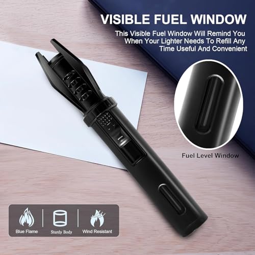 AlpCraft Camping Mini Torch Lighter EDC Windproof Small Lighters with Visual Window Refillable Gas Pocket Tactical Jet Flame for Hiking Survival Kitchen Grill Fireplace Home Candle BBQ, 5" (Without Butane) - Image 5