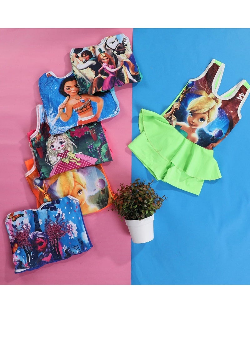 Girls' one-piece swimsuit, shorts, multi-colored and shaped - Red - Image 1