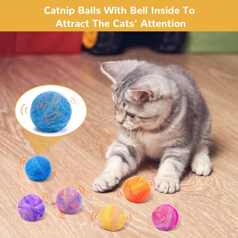 Retro Shaw Cat Toys Balls,Catnip Ball with Bell Inside,Wool Balls Toy with SilverVine Catnip Fill, Upgraded,Interactive Cat Nip Ball for Indoor Kitten Kitty 6 Pcs - Image 3