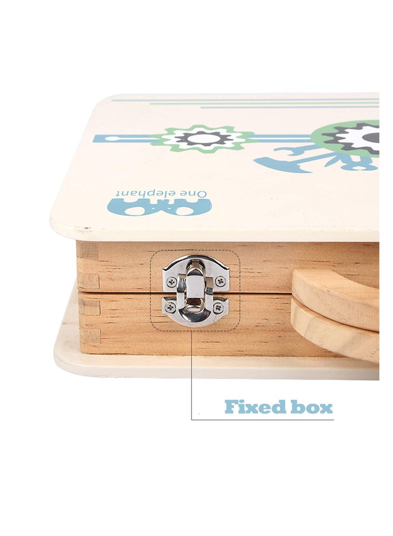 SYOSI 43 قطعة صندوق أدوات خشبية مجموعة أدوات البناء، لعبة تمثيل البناء للأطفال، مجموعة لعب الأدوار للأولاد والبنات من 3 4 5 سنوات، لعبة تعليمية للتطوير المبكر - Image 2