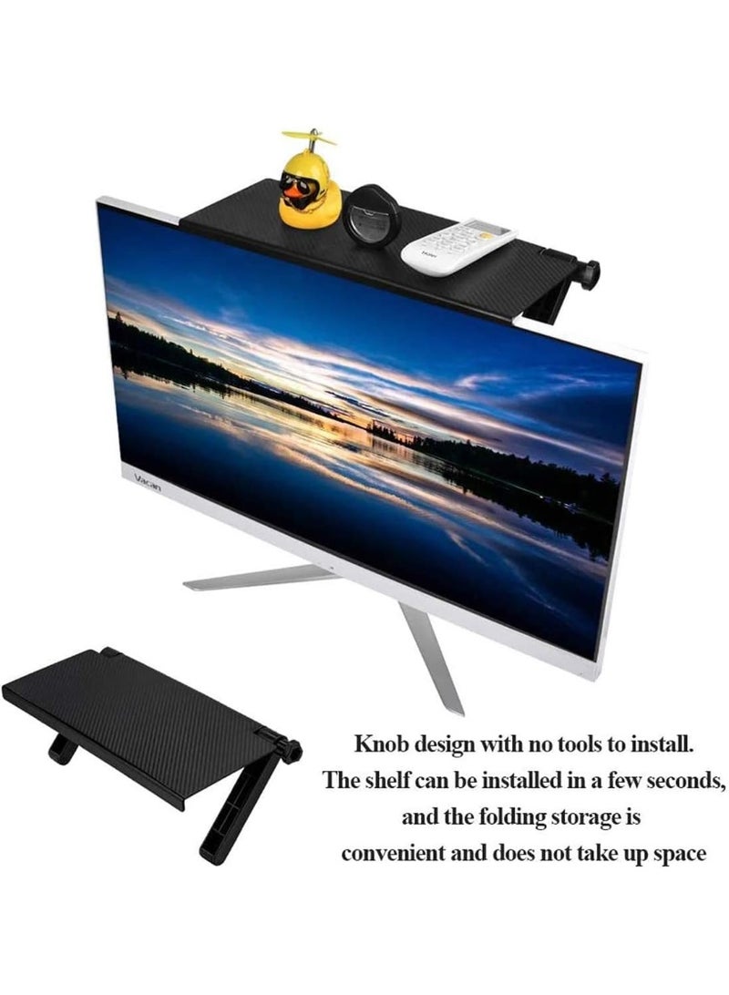 TV Top Shelf, Adjustable TV Screen Folding Mount Holder Organizer Bracket Cable Box Holder TV Camera Frames Remote Home Decor, Black  - Image 4