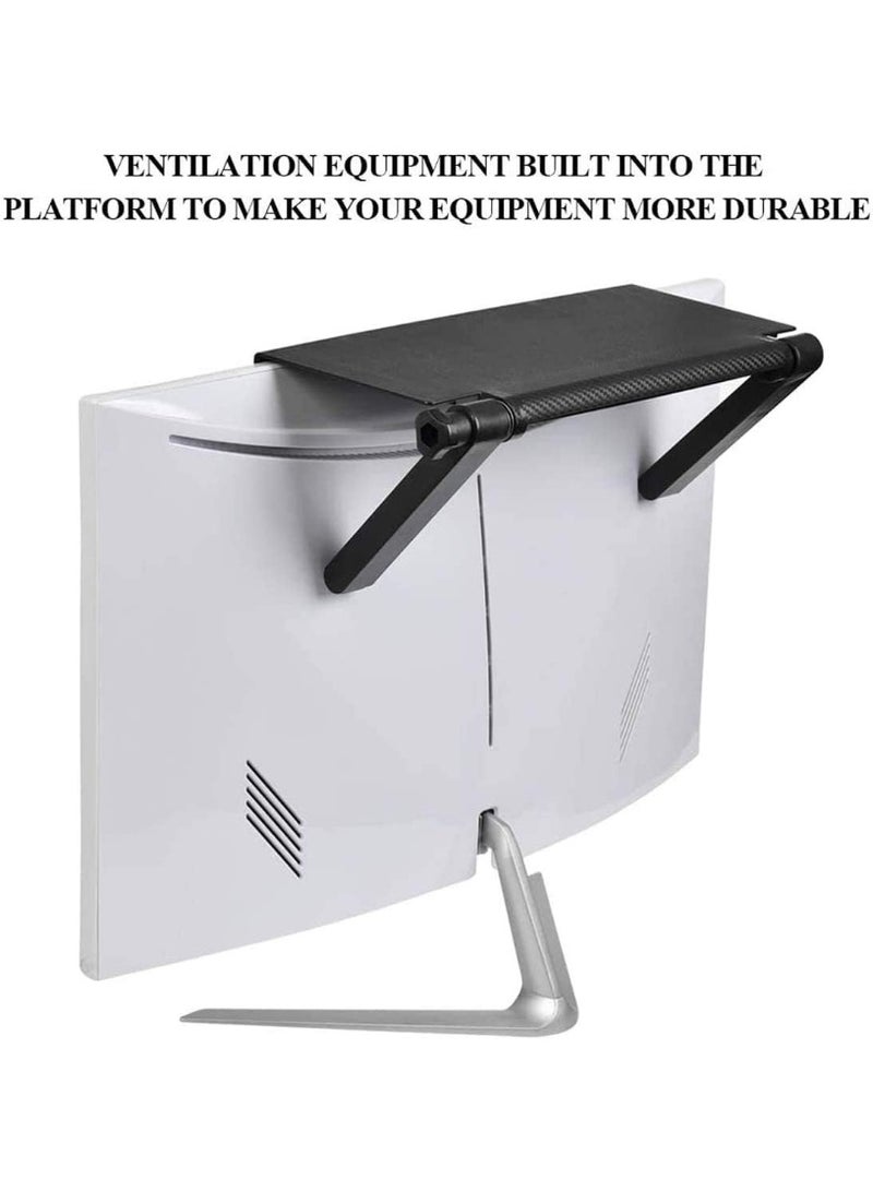 TV Top Shelf, Adjustable TV Screen Folding Mount Holder Organizer Bracket Cable Box Holder TV Camera Frames Remote Home Decor, Black  - Image 2
