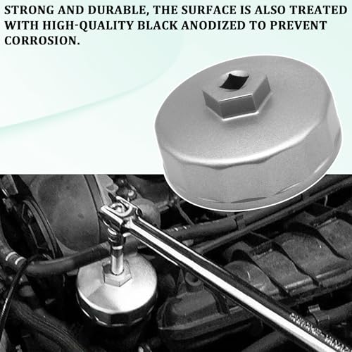 QQWD Oil Filter Wrench Heavy Duty 74mm 14 Flutes Oil Filter Cap Wrenches Removal Tool Compatible with Mercedes Benz Audi VW Porsche Audi Mazda Sprinter Select Mobil1 Bosch Mahle - Image 5