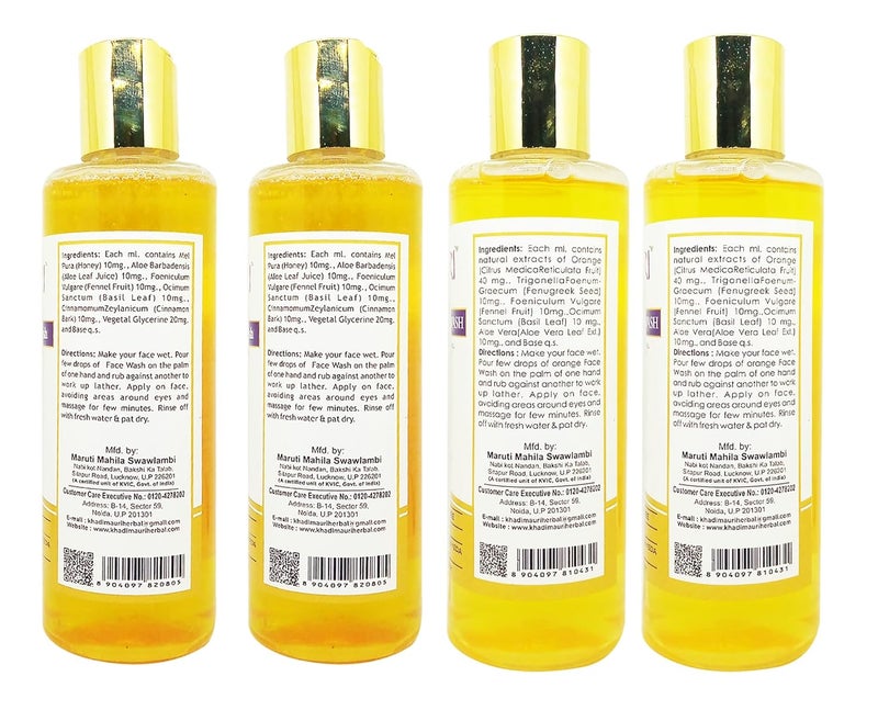 Khadi Mauri Honey  Orange face wash  Pack of 4 840ml - Image 2