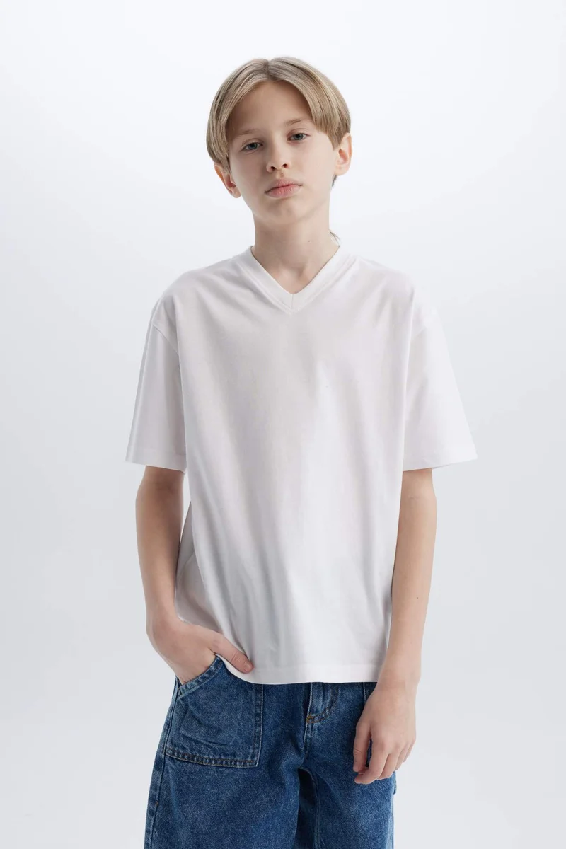 DeFacto Boy Regular Fit V Neck Short Sleeve T-Shirt