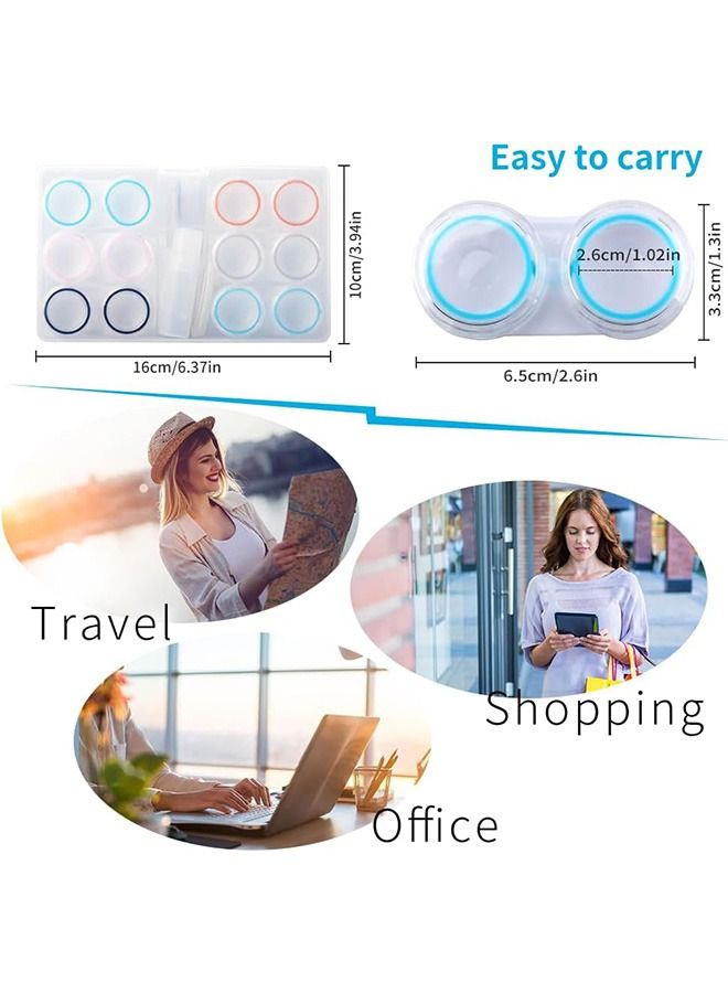 6 Pcs Contact Lens Cases Set with Holder, Portable Contact Lenses Cases with Tweezers Remover Tool Solution Bottle, Contacts Soak Storage Container Kit for Travel Home (Colorful) - Image 2