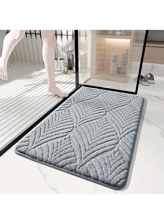 Grey Fluffy Non Slip Bathroom Mat Absorbent Plush Shower Rug 15 75x23 62 Inch - Image 3
