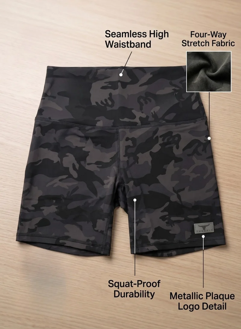 THUGFIT  Thugfit High Waisted Black Camo Shorts for Women | Best Price UAE
