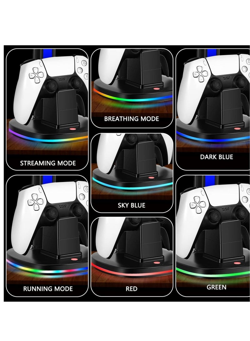 Y&D PS5 Controller & Headset Charge Station, Desk Gaming Holder with 2 USB Charging Ports, Suitable for Playstation 5 Dock (Black)  - Image 3