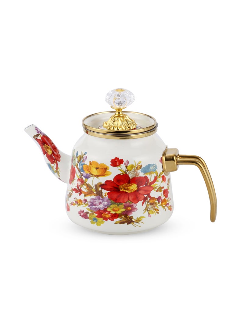 Life Smile 1.0L Household Portable Kettle,Enamel Coated Stainless Steel Teapot with Heat-Resistent Handle, Tea Kettle with Removable Lid,Perfect for Boiling Water, Milk & Tea  - Image 1