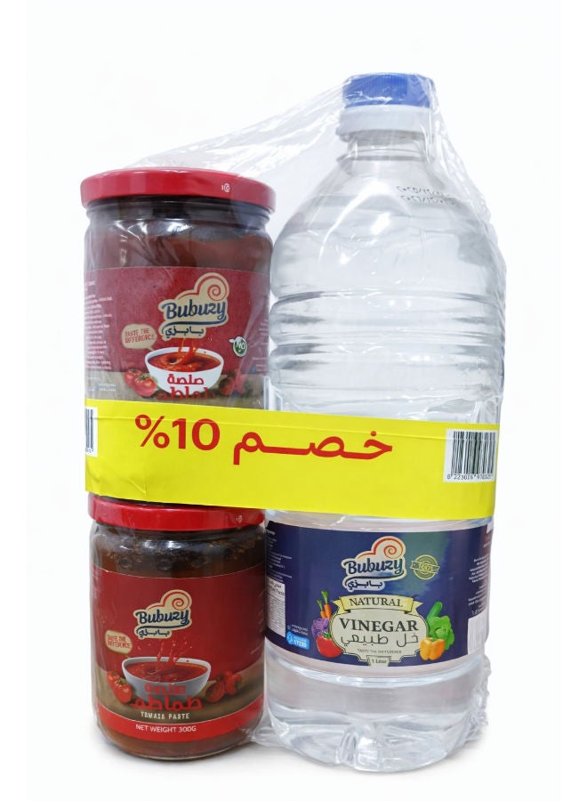 2 Tomato Paste Jars 300G + 1 Vinegar