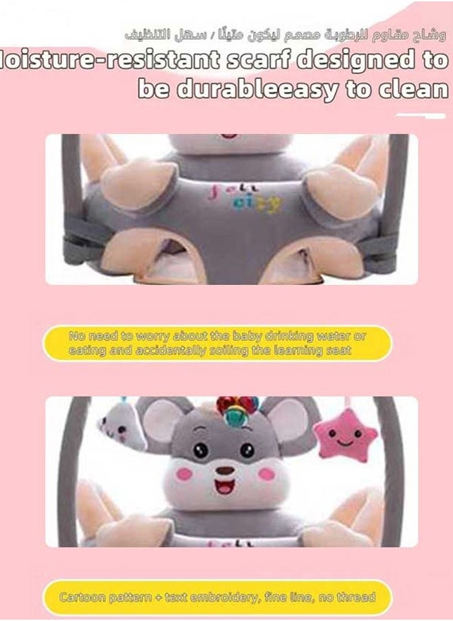 oldlaiben Baby Sitting Support Seat Sofa, Cartoon Cute Plush Baby Seat, Infant Learning Seat, Portable Baby Comfortable Floor Seat, Perfect Toddler Gift to Learn to Sit（Grey）  - Image 5