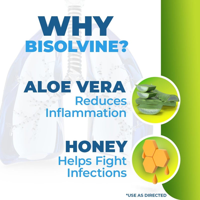 Menper Bisolvine AloeMiel Cough Syrup  Effective Cough Suppressant  Expectorant with Guaifenesin  Dextromethorphan for Throat Relief  Mucus Control  Cold  Cough Relief Solution 6 fl oz 1Pack - Image 4