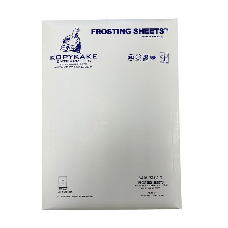 Kopykake Frosting Sheets Premium (Icing Sheets) – 24 Sheets (1 Pack) – White Edible Printer Paper, Icing Paper, Frosting Sheets (16 Sizes/Shapes) (10.5" x 16.5" (1/2 Sheet)) - Image 2