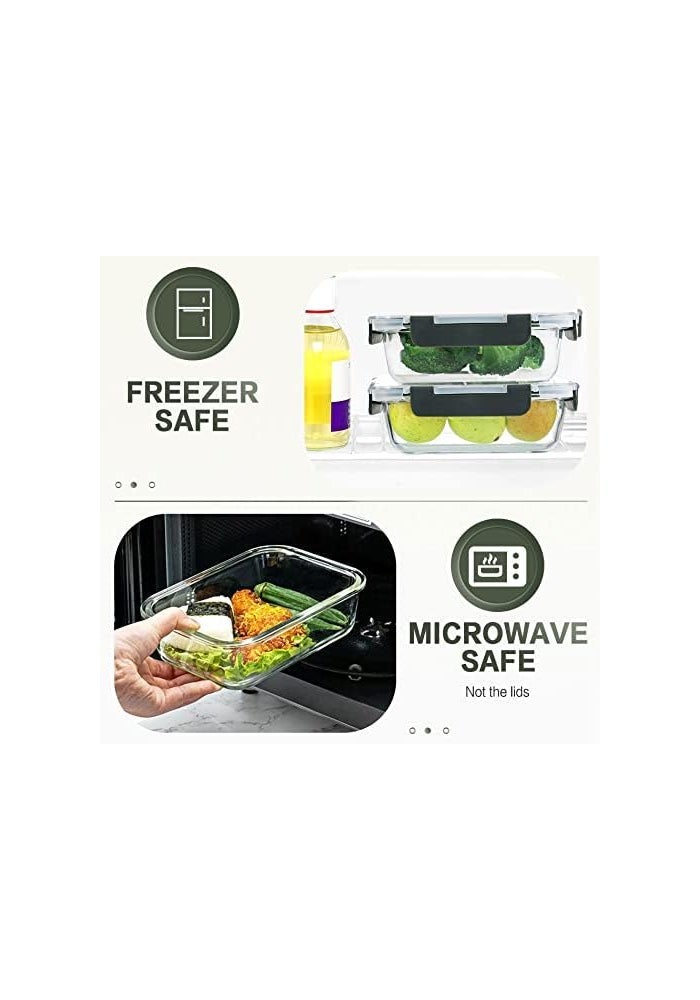 KOMUEE 30-Piece Glass Food Storage Containers Set with Snap Locking Lids - Airtight Meal Prep Containers for Microwave, Oven, Freezer & Dishwasher, Gray - Image 4