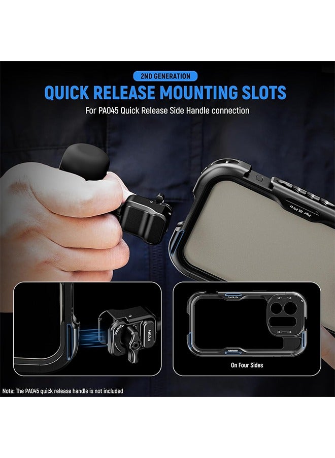 15 Pro Cage 【2nd Generation】, Quick Release Design Video Rig Phone Stabilizer with 67mm Filter Adapter, 17mm Lens Backplate, T Mount Lens Adapter Compatible with Moment T Series Lens, PA043 - Image 2