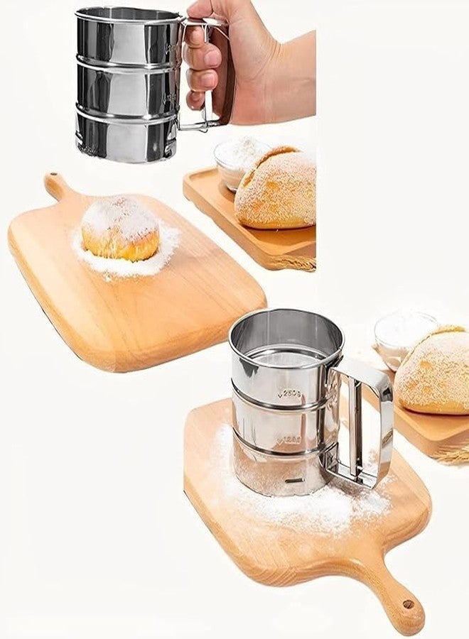 Bitrexup Flour Sifter for Baking Atta chhani Hand Press Design Stainless Steel Flour Sifter Corrosion Resistant Large Capacity Flour Sieve Cup for Sugar Flour and Coffee Powder | Atta Chalni - Image 4