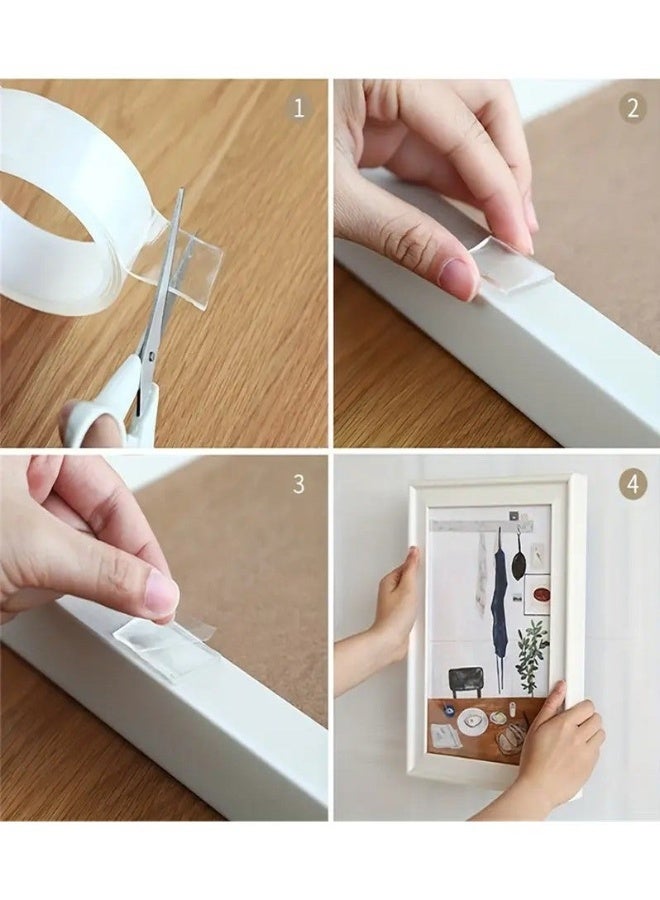 MASIA 3 Rolls Nano Double-Sided Transparent Adhesive Tape - (Total 9 Meters) - Versatile & Reusable - nano tape, adhesive tape, double-sided tape, transparent tape, reusable tape, multi-purpose tape, mounting, organizing, home improvement, - Image 2