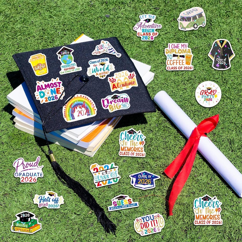 Fancy Land Holographic Class of 2026 Graduation Stickers Vinyl Waterproof Graduate Sticker Decals for Water Bottle Laptop Phone Scrapbook Journaling Supplies 50Pcs - Image 5