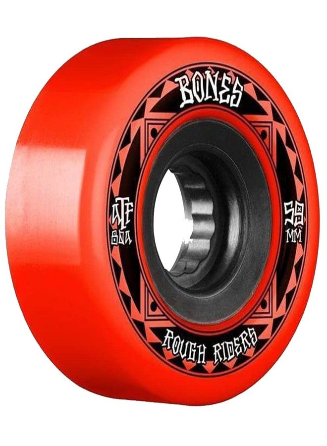 Bones Wheels ATF Rough Riders Runners Skateboard Wheels, Red, 59 mm