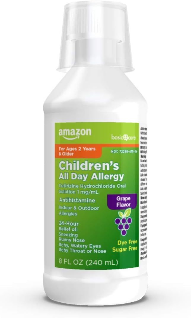 Care 24 Hour Allergy Relief for Children Cetirizine Hydrochloride Oral Solution 1 mgmL Grape Flavor Dye Free 8 fl oz Pack of 1 - Image 5