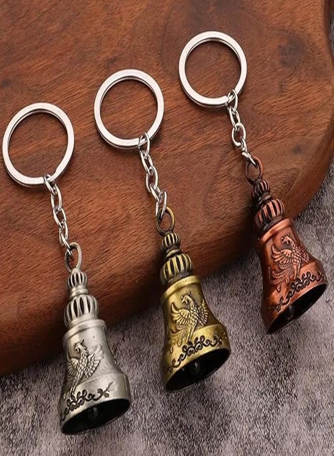 Mistazzo Guardian Bell Tibetan Style Metal Keychain Keyring for Bikes & Riders | Good Luck Protection Bell for Motorcycle & Scooty (Pack of 3) - Image 1