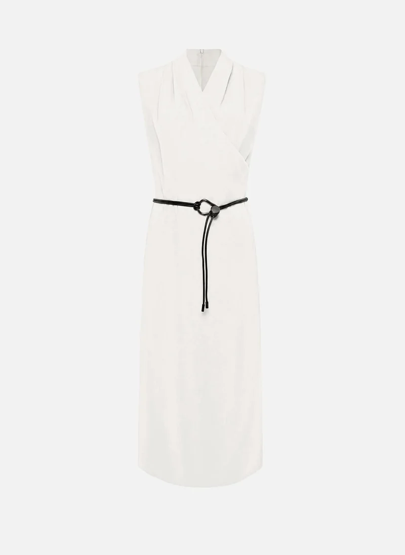 Lichi  Lightweight midi dress with a wrap imitation and eco-leather belt for Women | Best Price UAE