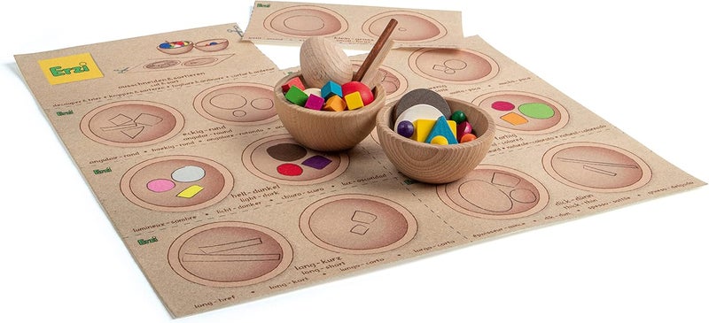 Erzi Educational Game Sorting and Comparison - 21 Pieces with Wooden Bowls - Image 3