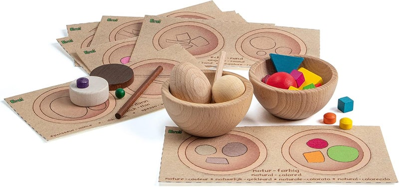 Erzi Educational Game Sorting and Comparison - 21 Pieces with Wooden Bowls - Image 4