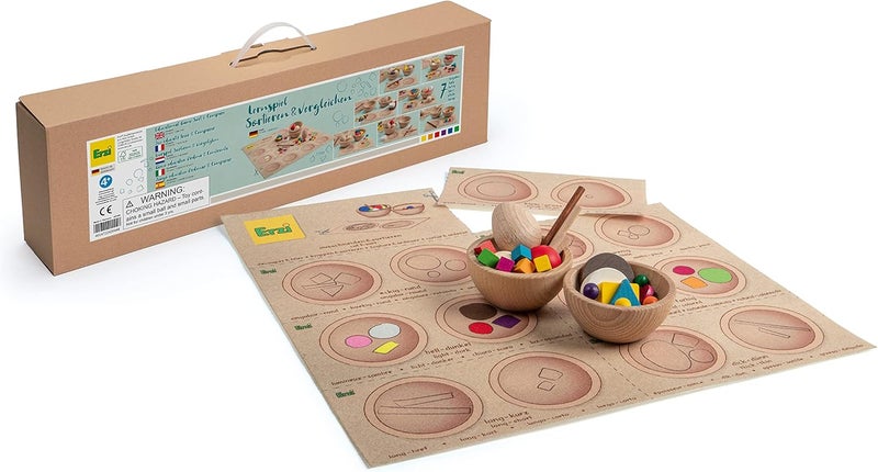 Erzi Educational Game Sorting and Comparison - 21 Pieces with Wooden Bowls - Image 1