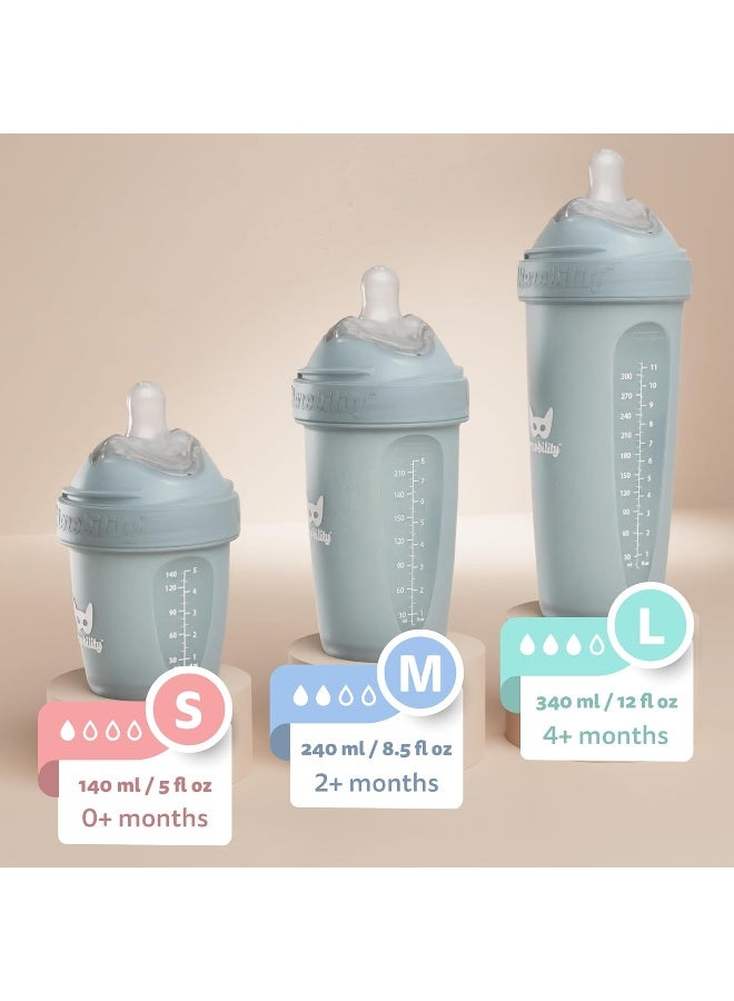 Herobility Double Anti-Colic Baby Bottles â€“ 5 fl oz/140ml â€“ 4-Pack â€“ Multicolor - Image 2