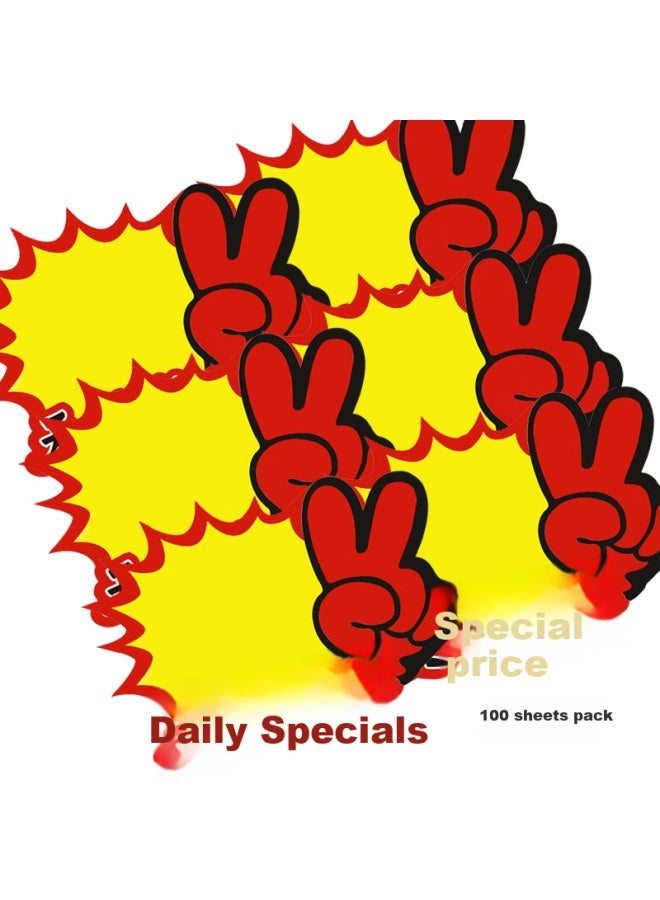 Trnfa Trnfa Daily Special 100 Sheets Large Size Special Promotion Explosive Stickers Supermarket Price Tags Pop Advertising Paper Product Price Labels Display Stand Discount Tags - Image 1