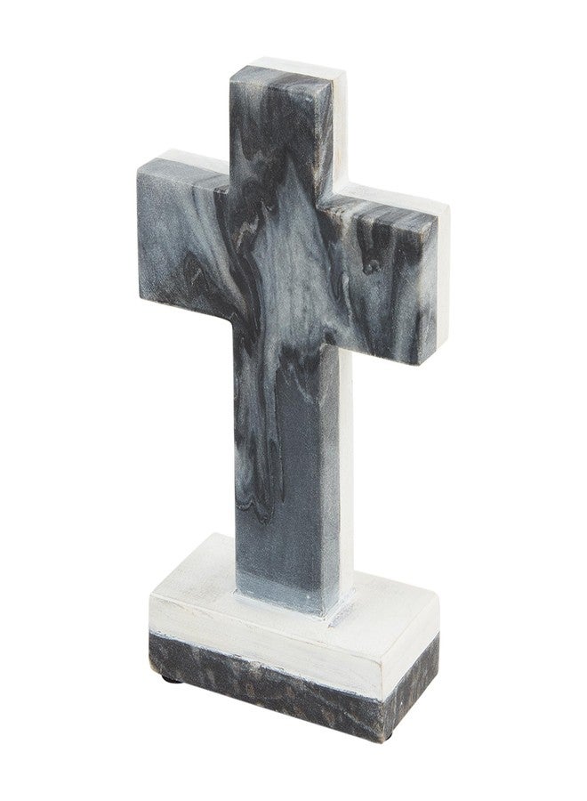 Mud Pie Gray Marble Wood Cross; 7" x 3 3/4"