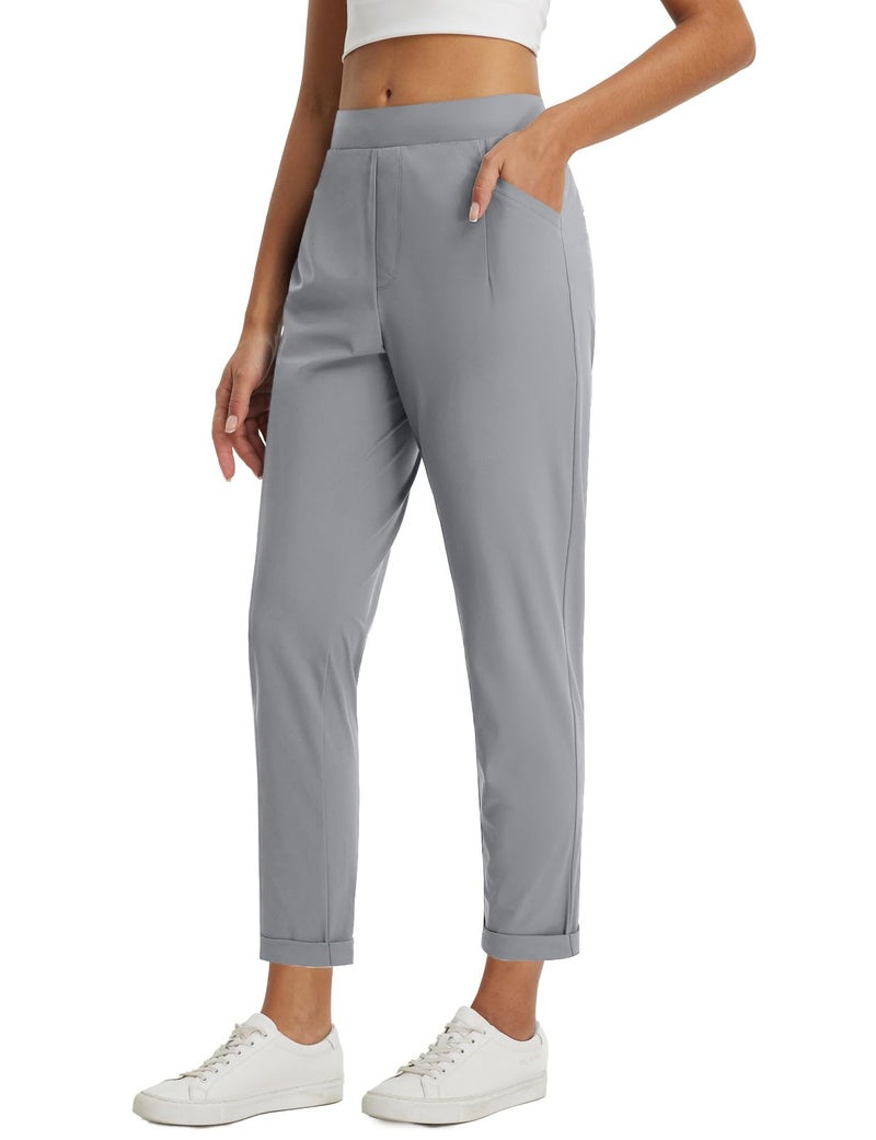 baleaf Womens Travel Pants Petite Stretchy Work Pants Business Casual Slacks Golf Pants Dressy with Pockets Frost Grey M - Image 1